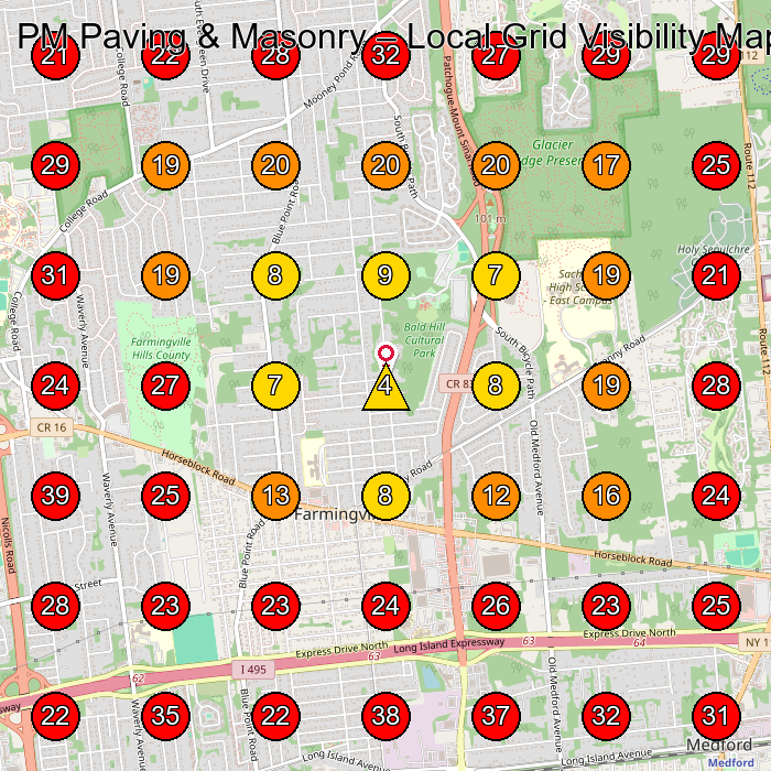 PM Paving & Masonry GeoGrid visibility map for Paving Contractor in None